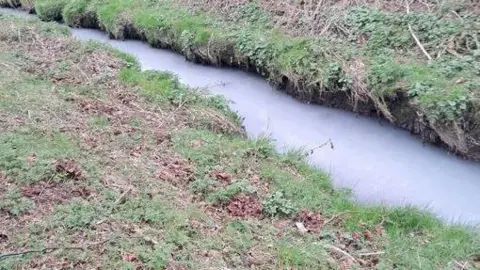 A stream, Horton Burn, in Cramlington, has turned a milky-white colour after some kind of substance has turned it that colour. 