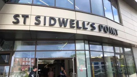 The entrance to St Sidwell's Point leisure centre