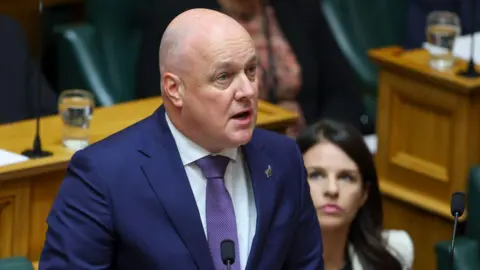 Getty Images Prime Minister Christopher Luxon speaks in parliament.