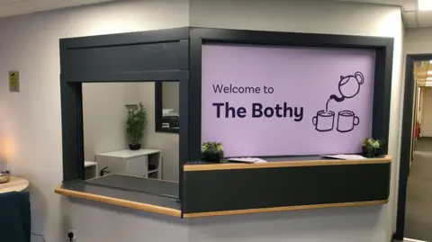 Everyturn Reception desk with branding which says "Welcome to The Bothy"