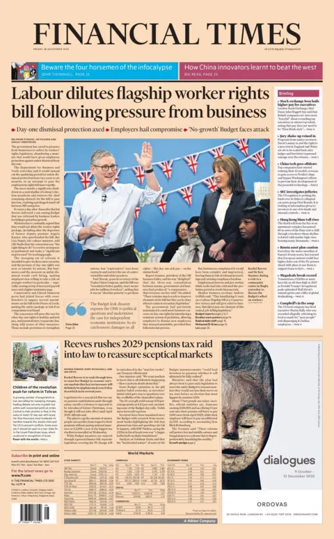 "Worker Genun Office Fordery Bill Stories of Rights under pressure from business," Read the headline on the front page of the financial era.