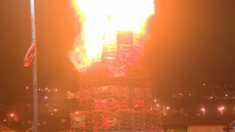 Bonfire in the Bogside area