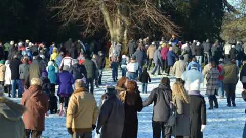 Peter Gray Crowds on frosty morning at Sandringham