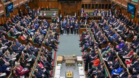 PA Media An aerial of MPs in the House of Commons during Prime Minister's Questions