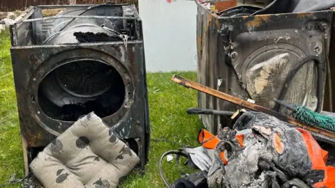 Tumble dryer damaged by fire