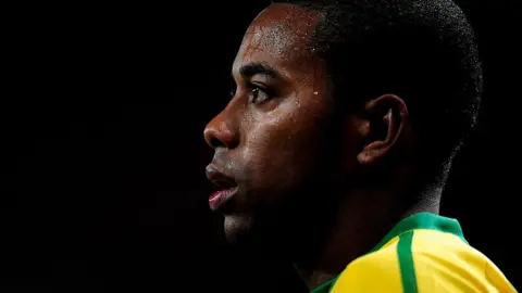 Getty Images Robinho of Brasil looks on during the International Friendly match between Republic of Ireland and Brazil played at Emirates Stadium on March 2, 2010 in London, England.