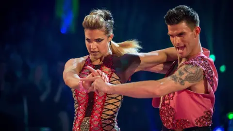 Guy Levy/BBC Gemma Atkinson and her partner Aljaz Skorjanec