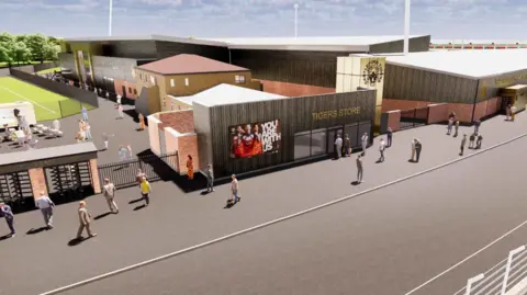 LDRS CGI images showing how Wheldon Road may look following possible redevelopment.