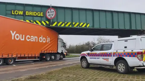 Rob Lawrence Lorry stuck under a bridge