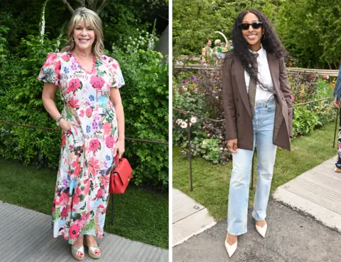 Getty Images Ruth Langsford (L) and Alexandra Burke (R) at the Chelsea Flower show