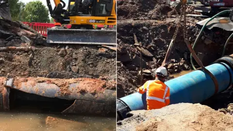 Severn Trent Water Burst pipe and new section