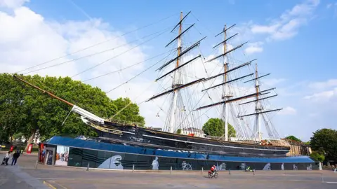 Getty Images A cutter ship which has been converted into a tourist attraction sits in a dry dock in central Greenwich. 