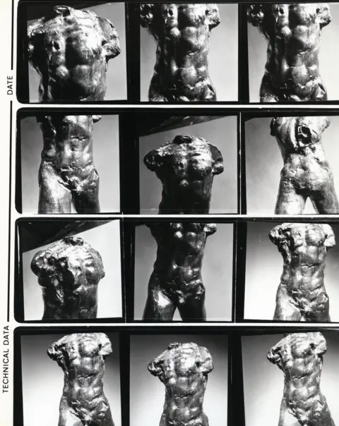 Henry Moore A contact sheet of photographs of a sculptor of a torso