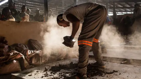 Getty Images A miner crushes cobalt, Kolwezi, DR Congo