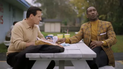 Universal Pictures Viggo Mortensen and Mahershala Ali in Green Book