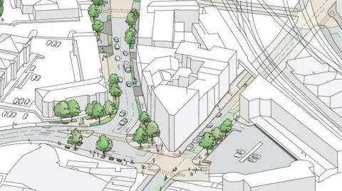 Shropshire Council Aerial view of the site (artist's impression)