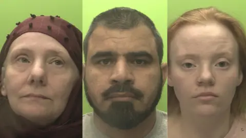 Mugshots of Nadia Shah, Ahmed Shah and Aysha Shah