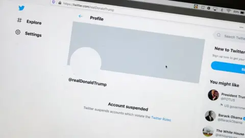 Getty Images Twitter page showing Trump's account suspended