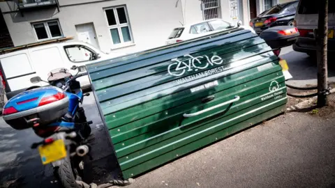 Transport for London Bike hangar on street