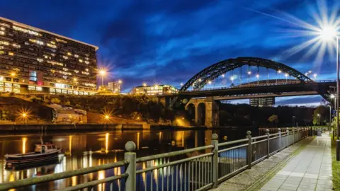 Getty Images Riverside footpath in Sunderland at night