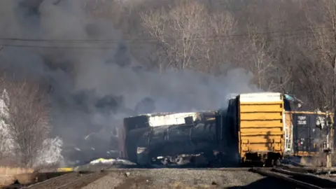 Getty Images Image shows the site of the derailed train