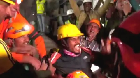 Indian tunnel worker being freed