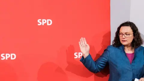 Getty Images Andrea Nahles, Chairwoman of the German Social Democrats, arrives at the meeting of her party's executive committee on October 15, 2018 in Berlin, Germany.