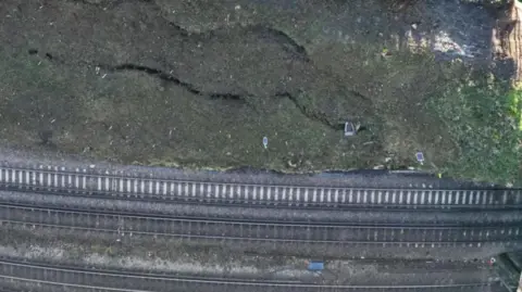 Network Rail Network Rail ariel photograph of damaged earthworks near Woking