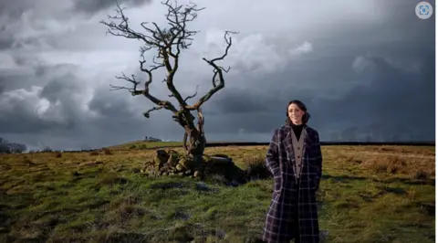 Channel 4 Suranne Jones on Pendle Hill near where the accused lived
