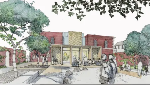 Richard Carman An artists impression of a large red brick building with a modern porch that could become Wiltshire Museum.