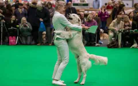 Getty Images Woman and golden retriever