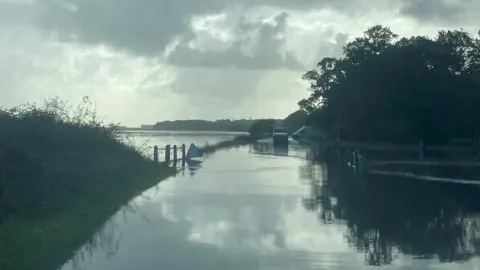 Frost Lane in Hythe under water