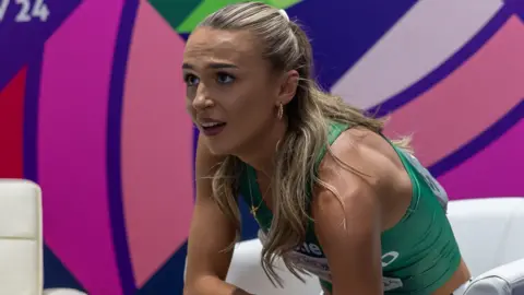 Sharlene Mawdsley before learning of her disqualification in Glasgow