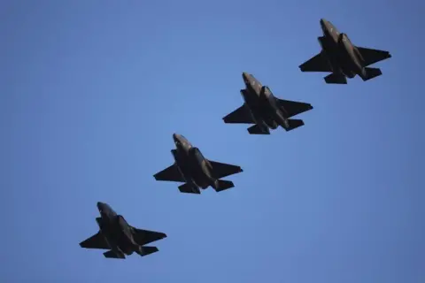 Getty Images Four RAF F-35Bs arriving at RAF Marham