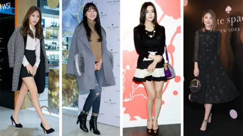 Getty Images From left: South Korean singer Yura and Bang Min-Ah of the group Girl's Day, Korean actress Nam Gyu-Ri, and Hong Kong singer Kelly Chen.