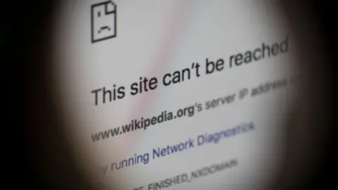 Getty Images A screenshot warning that the site wikipedia.org cannot be reached