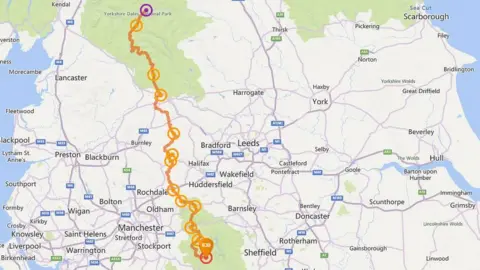 Spine MRT Challenger The 108 mile (173km) route