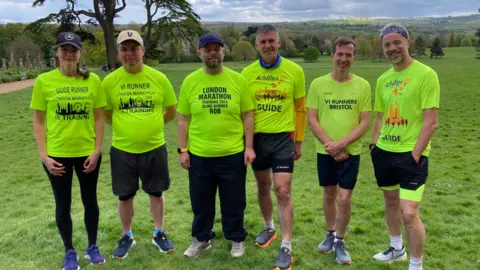 BBC Six people in VI Runners London Marathon T-shirts