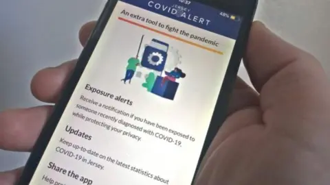 BBC Covid alert app on phone