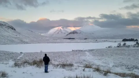 Getty Images A view of a frozen Lochan na Achlaise in Rannoch Moor