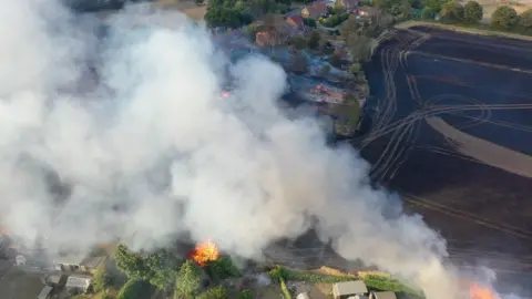 Pink Spitfire Aerial Photography A fire in Ashill