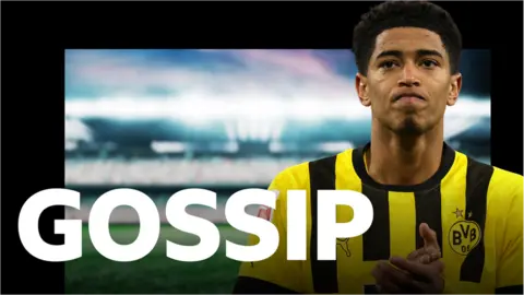 Graphic featuring Jude Bellingham and the BBC Sport Gossip logo