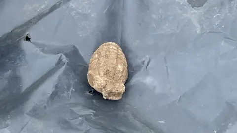 The grenade that was found at the allotment in Ickleton, Cambs