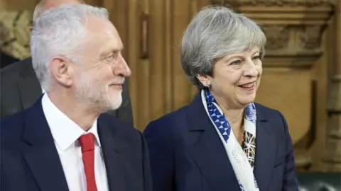 Getty Images Jeremy Corbyn and Theresa May