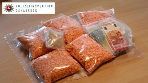 Osnabruck police Donald Trump-shaped ecstasy tablet seized by German police (20 August 2017)