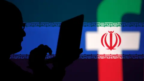 BBC Iran flag over Facebook logo