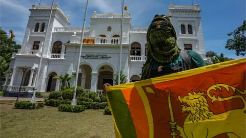 Getty Images The presidents official residence, which was seized by anti-government protesters on July 9, was handed back to security forces on July 14, 2022