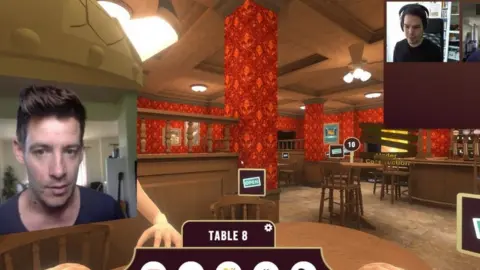 Matthew Smalley Matt and Ole waiting for a friend in one of the virtual pubs