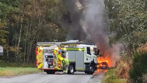 Fubar News Bus on fire