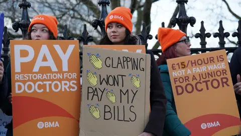 PA Media Junior doctors strike outside St Thomas' Hospital